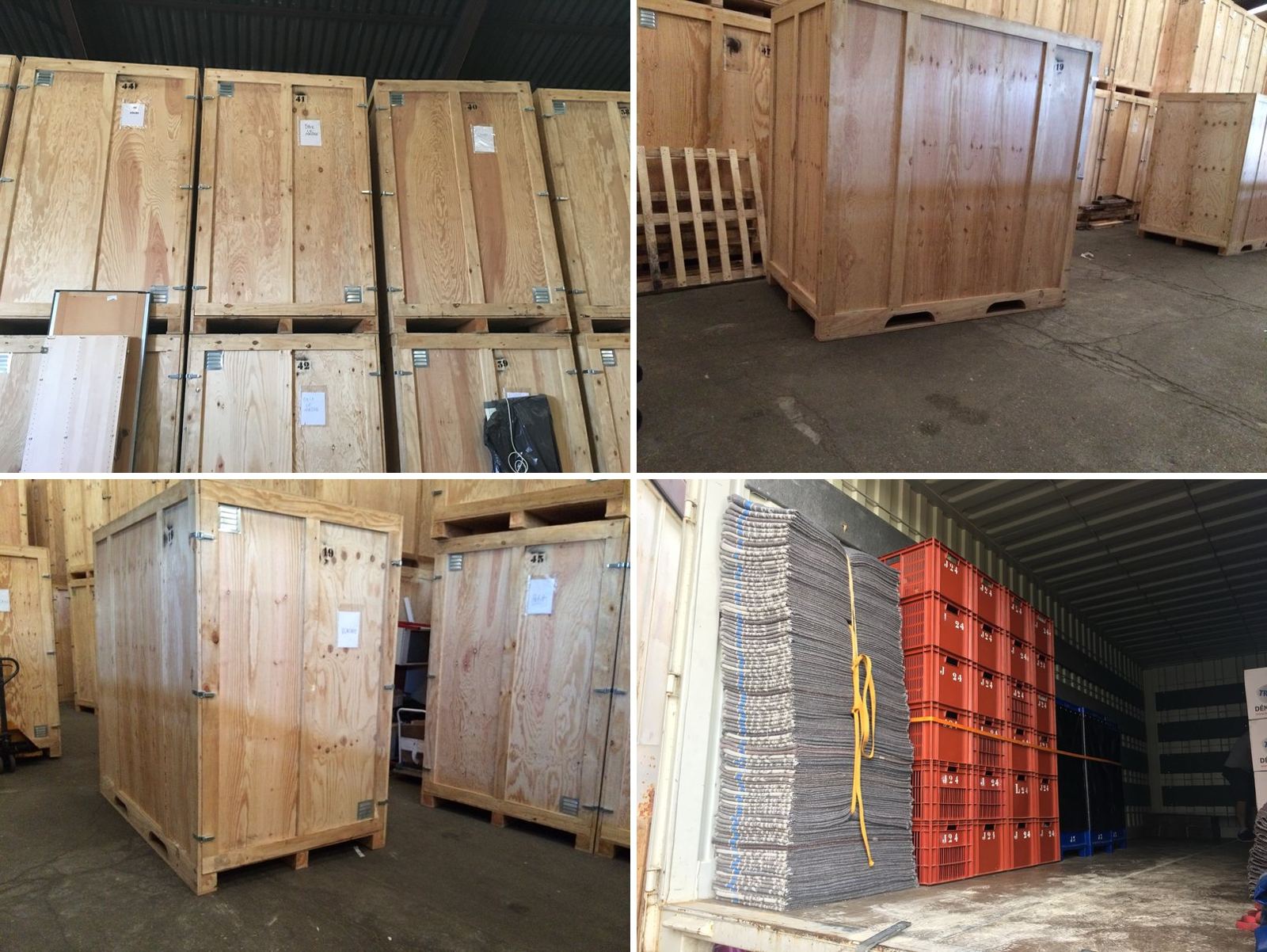 Caisses en bois et matériel de protection