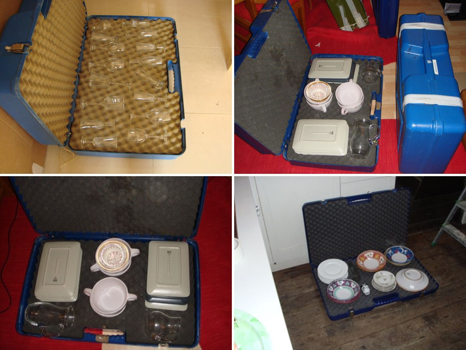 Valises en mousse pour verres et vaisselle
